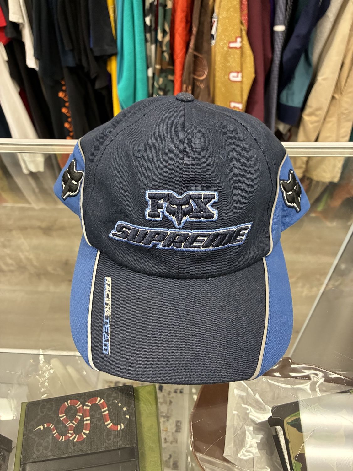 Supreme Fox Racing 6-Panel Navy - Pre-Owned, Clothing Size: Snapback, Product Condition: Pre-Owned