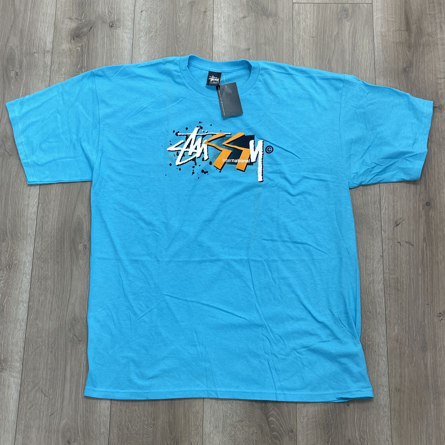 Stussy Geo Paint &#39;Teal&#39; - Pre-Owned, Clothing Size: XXL, Product Condition: Pre-Owned