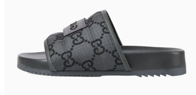 Gucci GG Slide Sandal GG Monogram Grey Black - Brand New