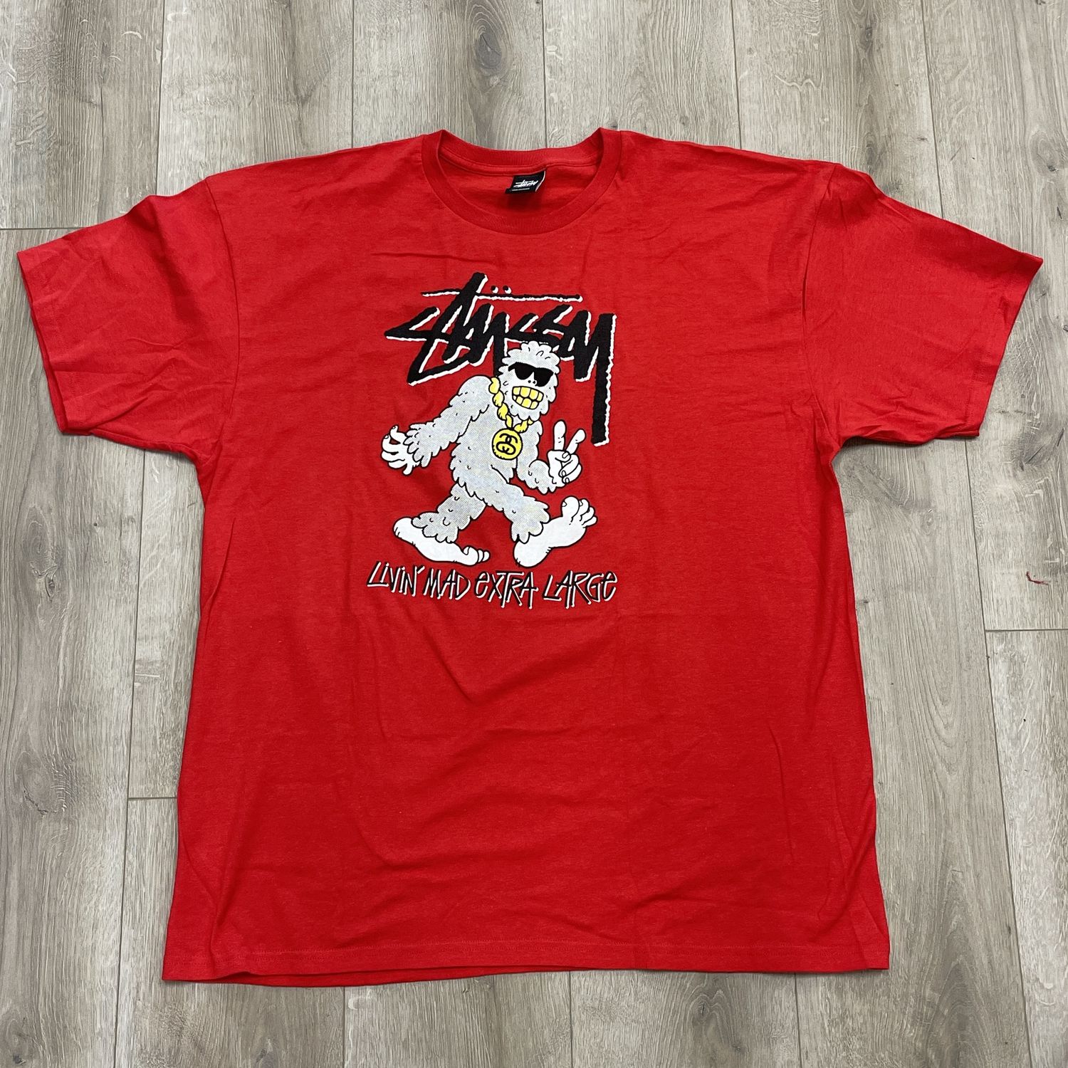 Stussy Living Mad T-Shirt Red - New, Clothing Size: XXL, Product Condition: Brand New