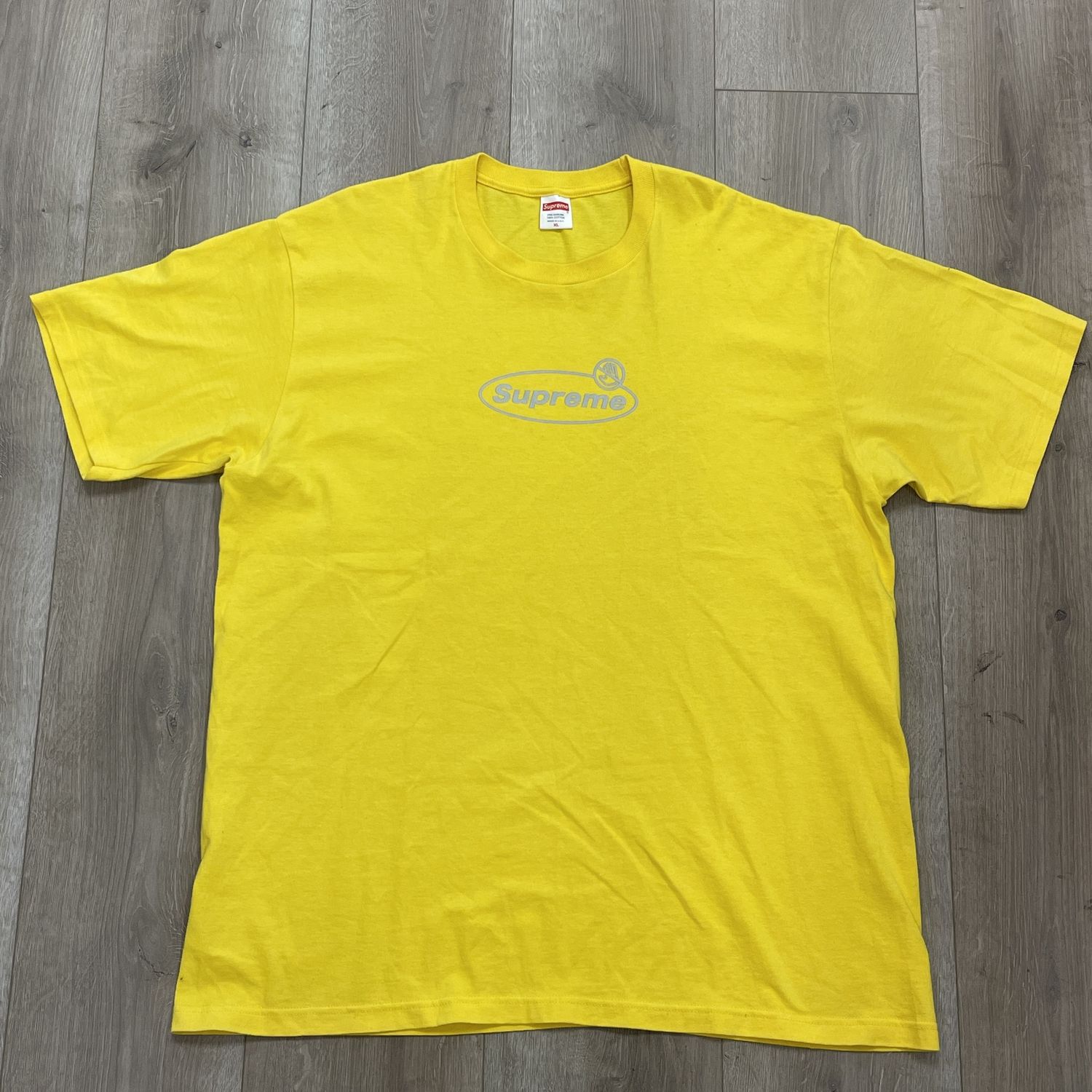 Supreme Warning Tee Yellow - Pre-Owned, Clothing Size: XL, Product Condition: Pre-Owned