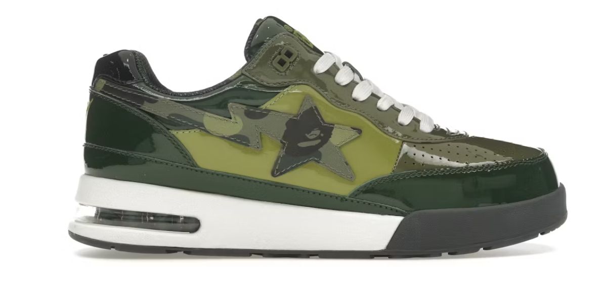 A Bathing Ape Bape Road Sta Patent Leather Green (2022) - Brand New