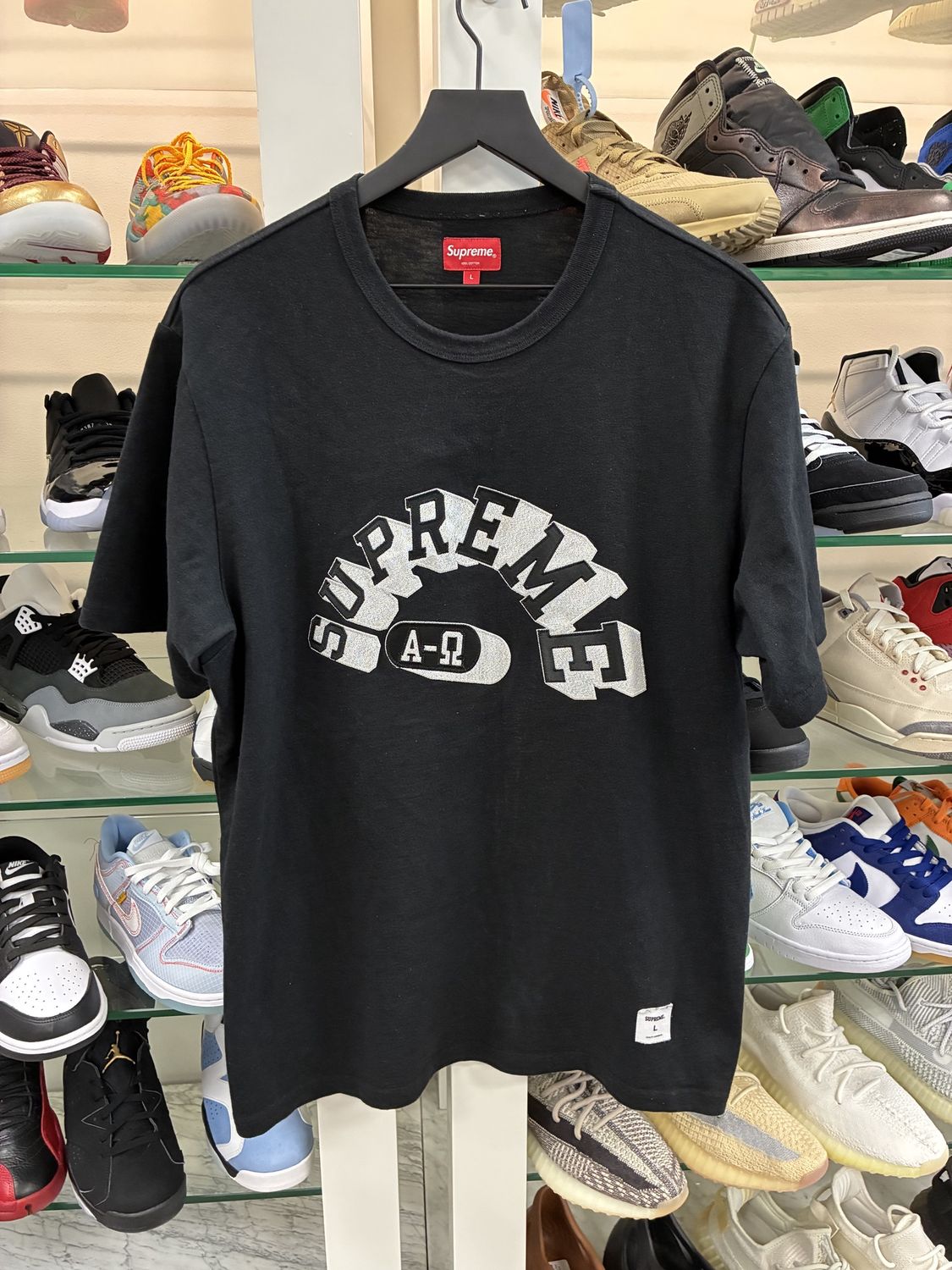 Supreme FW21 Alpha Omega Short Sleeve Top Black t-shirt - Pre-Owned, Clothing Size: L, Product Condition: Pre-Owned
