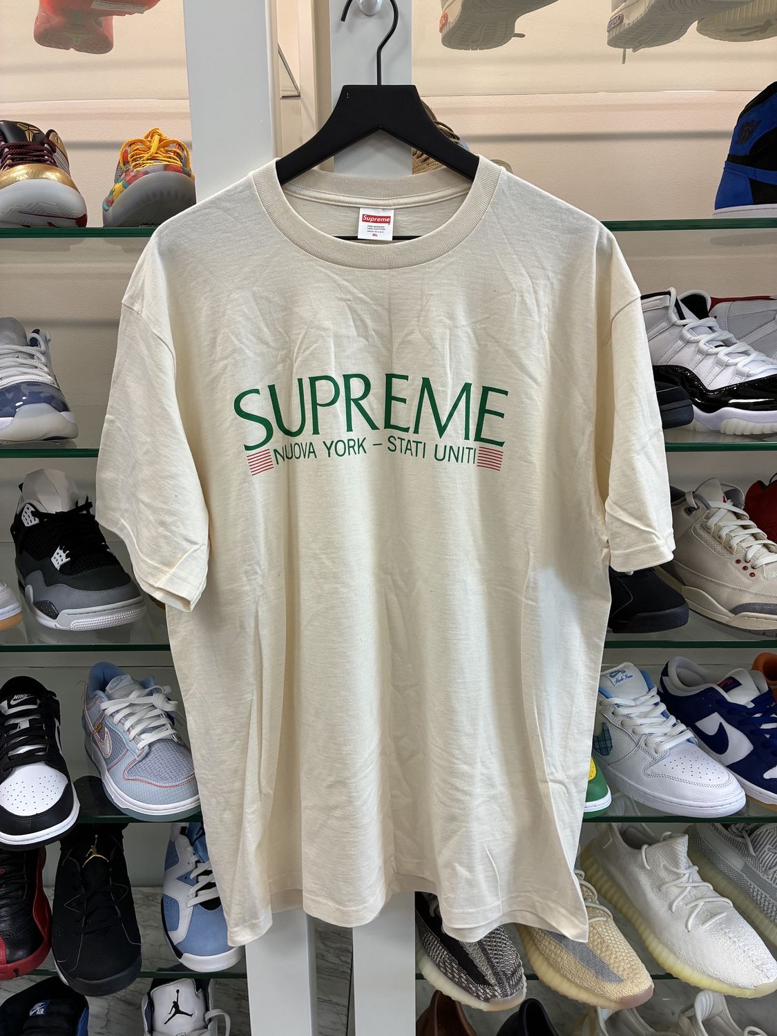 Supreme Nuova York Tee &#39;Natural&#39; - Pre-Owned, Clothing Size: XL, Product Condition: Pre-Owned