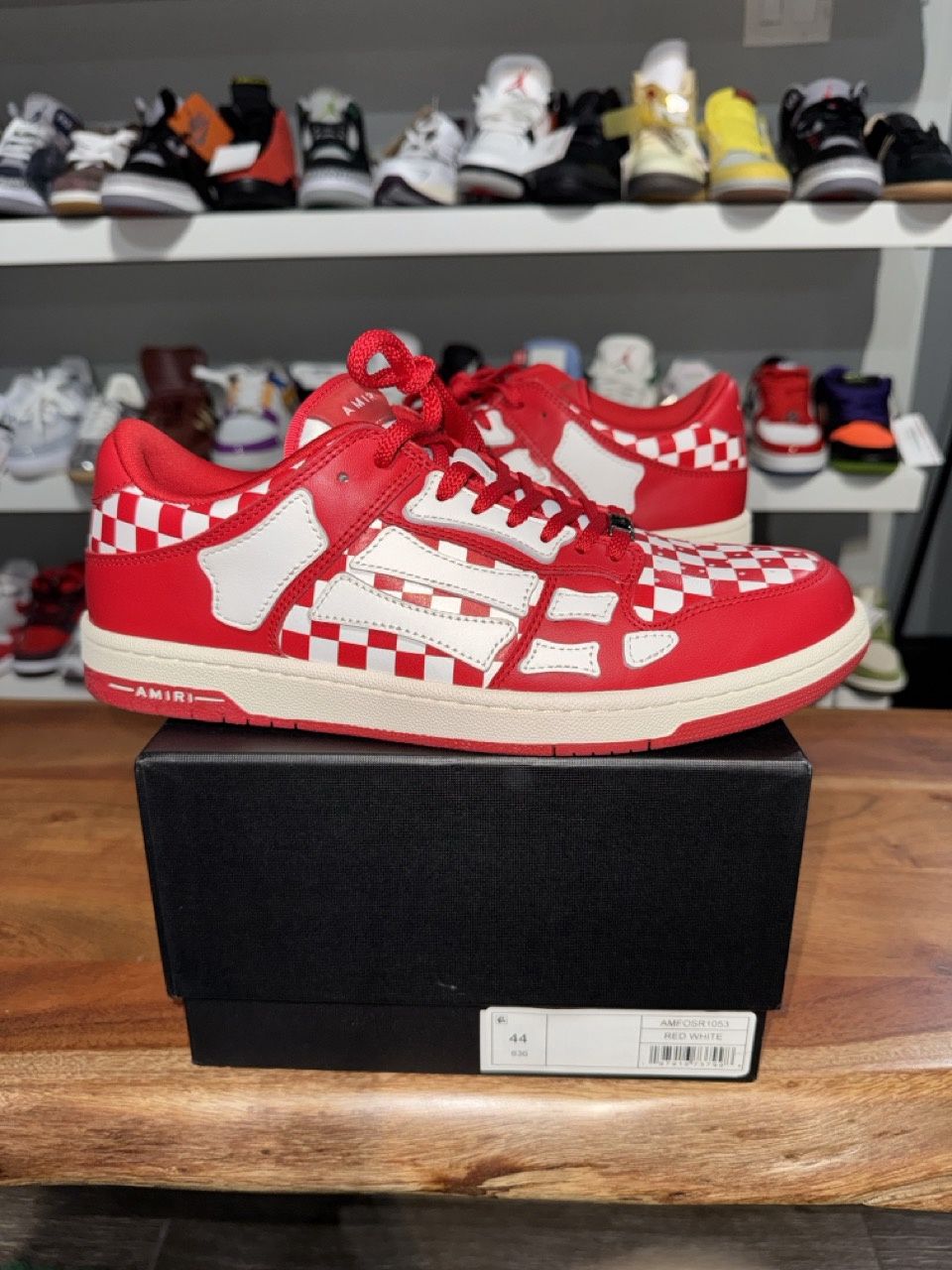 AMIRI Skel Top Low Checkered Red White - Pre-Owned, Product Condition: Pre-Owned, Shoe Size: US M 11