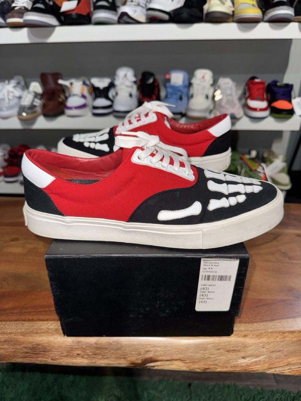 AMIRI Skel Toe Lace Up Black Red - Pre-Owned, Product Condition: Pre-Owned, Shoe Size: US M 10