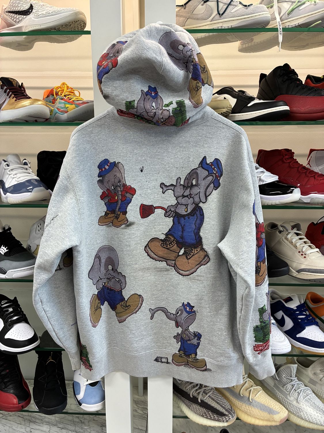 Supreme Elephant Hooded Sweatshirt Heather Grey - Pre-Owned, Clothing Size: M, Product Condition: Pre-Owned