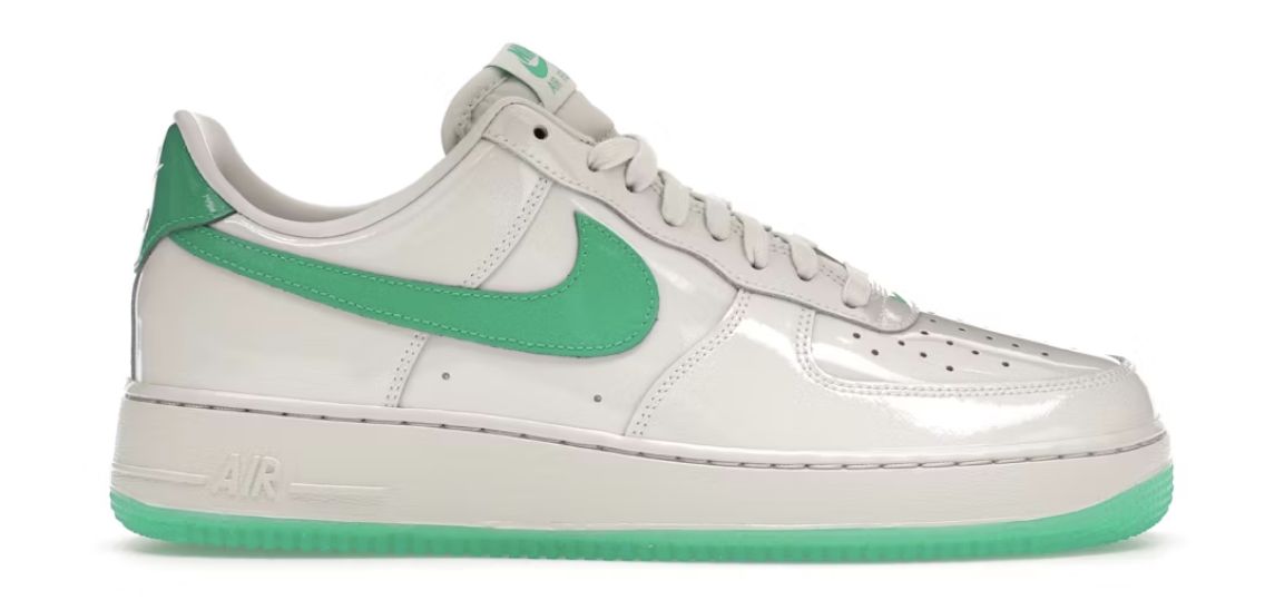 Nike Air Force 1 Low &#39;07 Patent Platinum Tint Stadium Green - Brand New