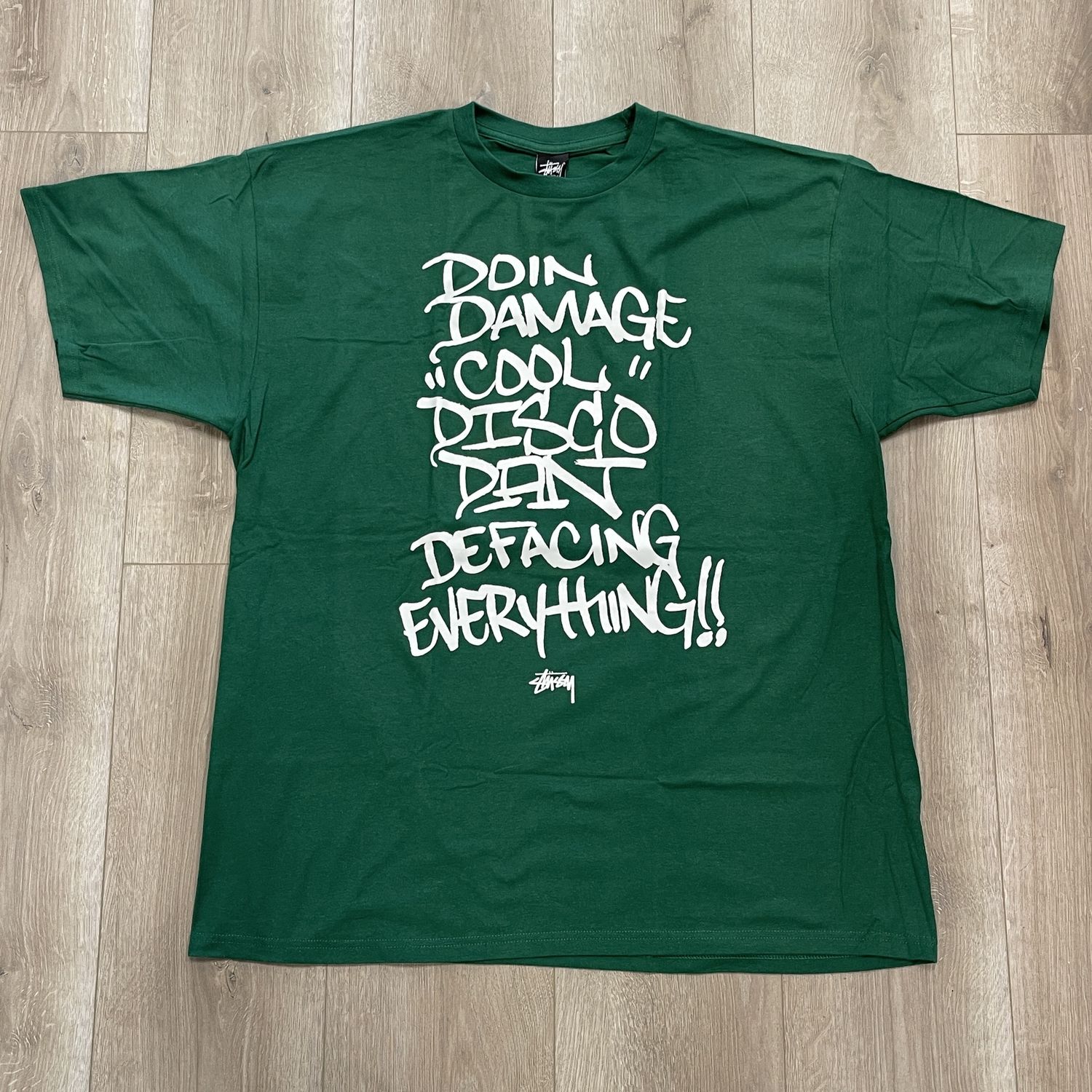 Stussy Disco Dan Doin Damage Tee Green - New, Product Condition: Brand New, Clothing Size: XXL