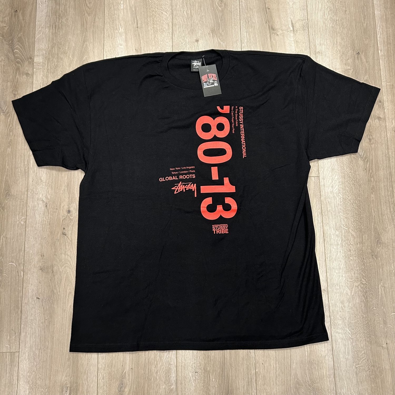 2013 Stussy 1980 Gobal Roots Tee Black Red - New, Product Condition: Brand New, Clothing Size: XXL