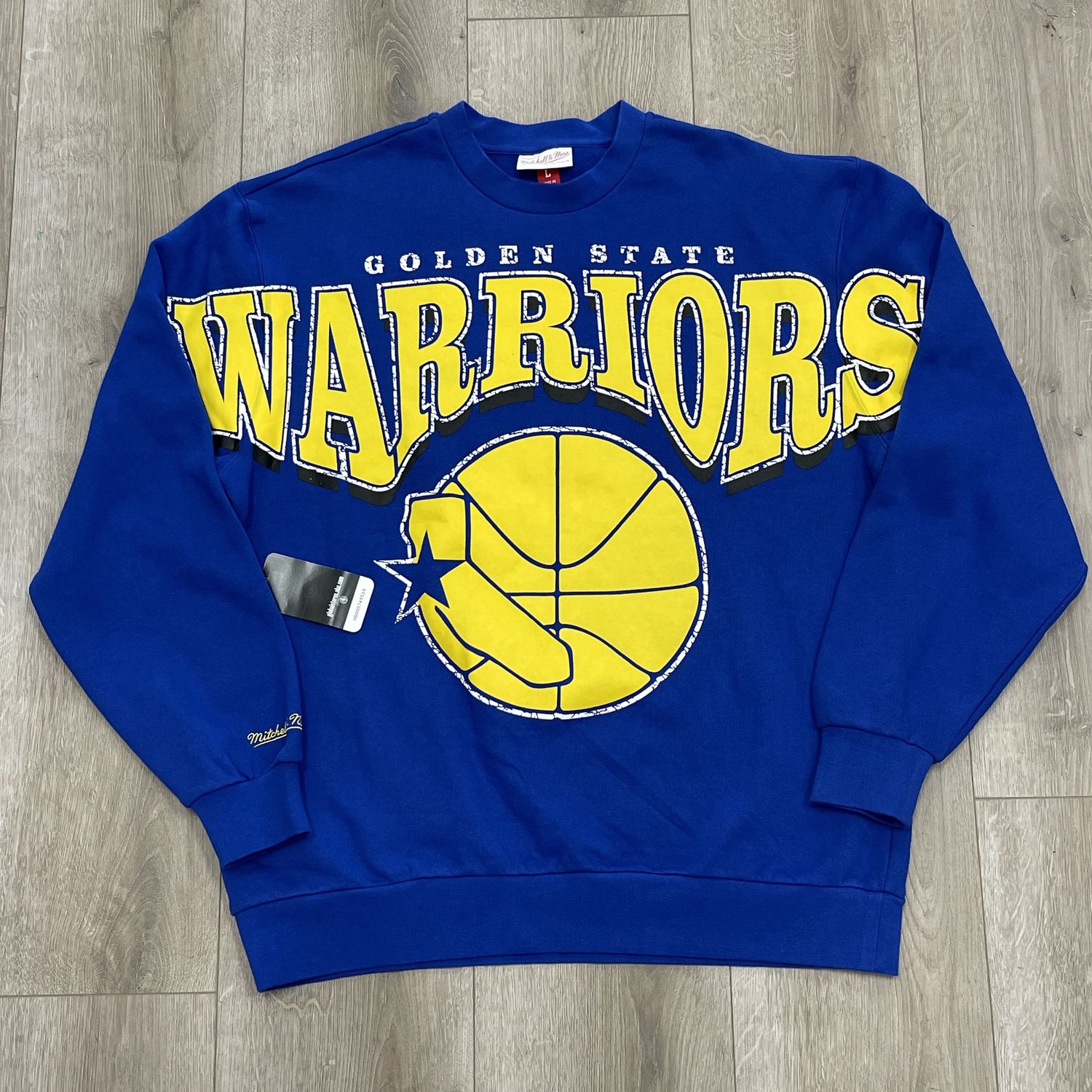 Golden State Warriors Mitchell &amp; Ness Hardwood Classics Fashion Fleece Pullover Sweatshirt - New, Clothing Size: L