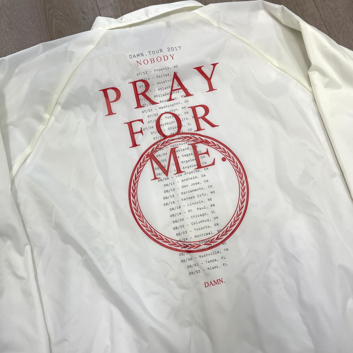 TDE Kendrick Lamar 2017 DAMN. Tour Merch Coaches Jacket, Clothing Size: XL, Product Condition: Pre-Owned