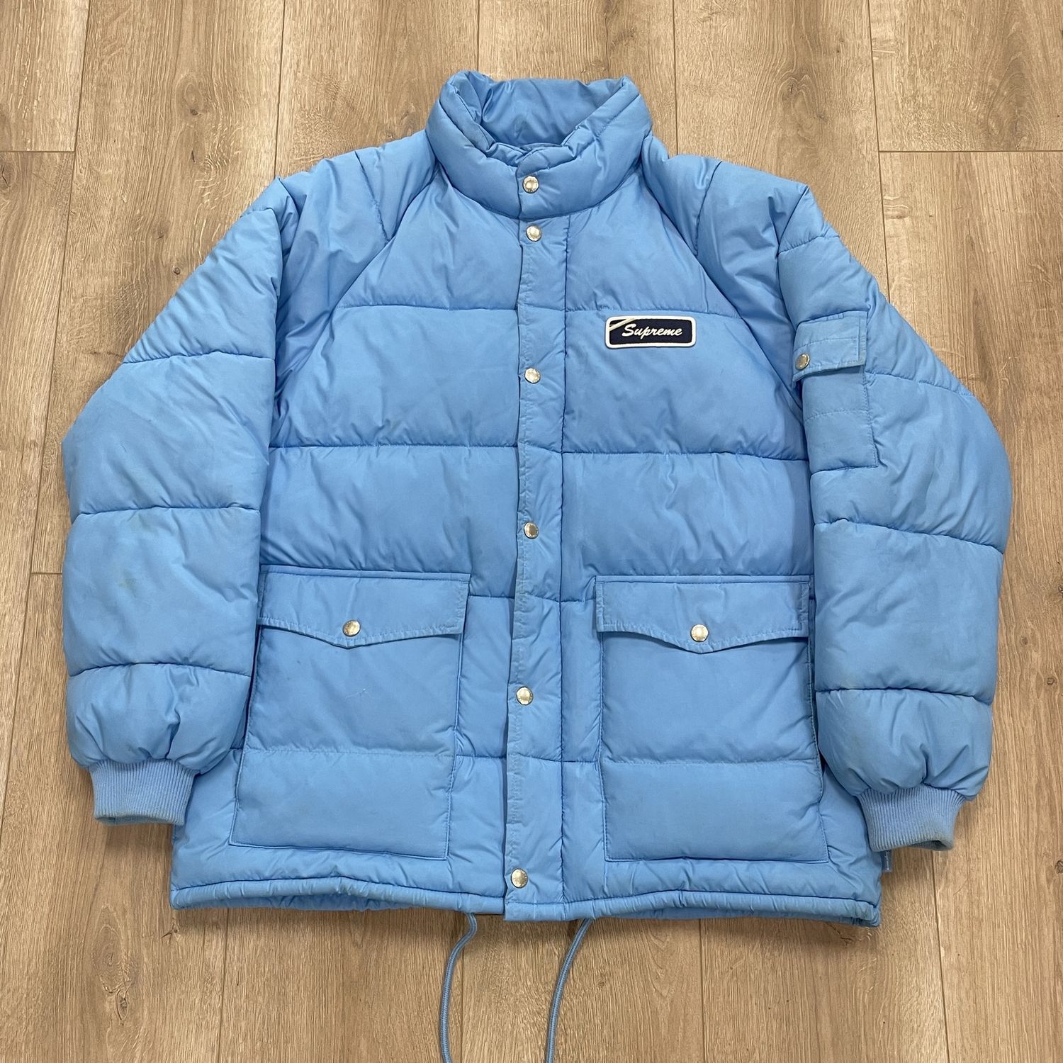 Supreme Raymond Pettibon Mechanics Jacket Light Blue - Pre-Owned, Clothing Size: L, Product Condition: Pre-Owned