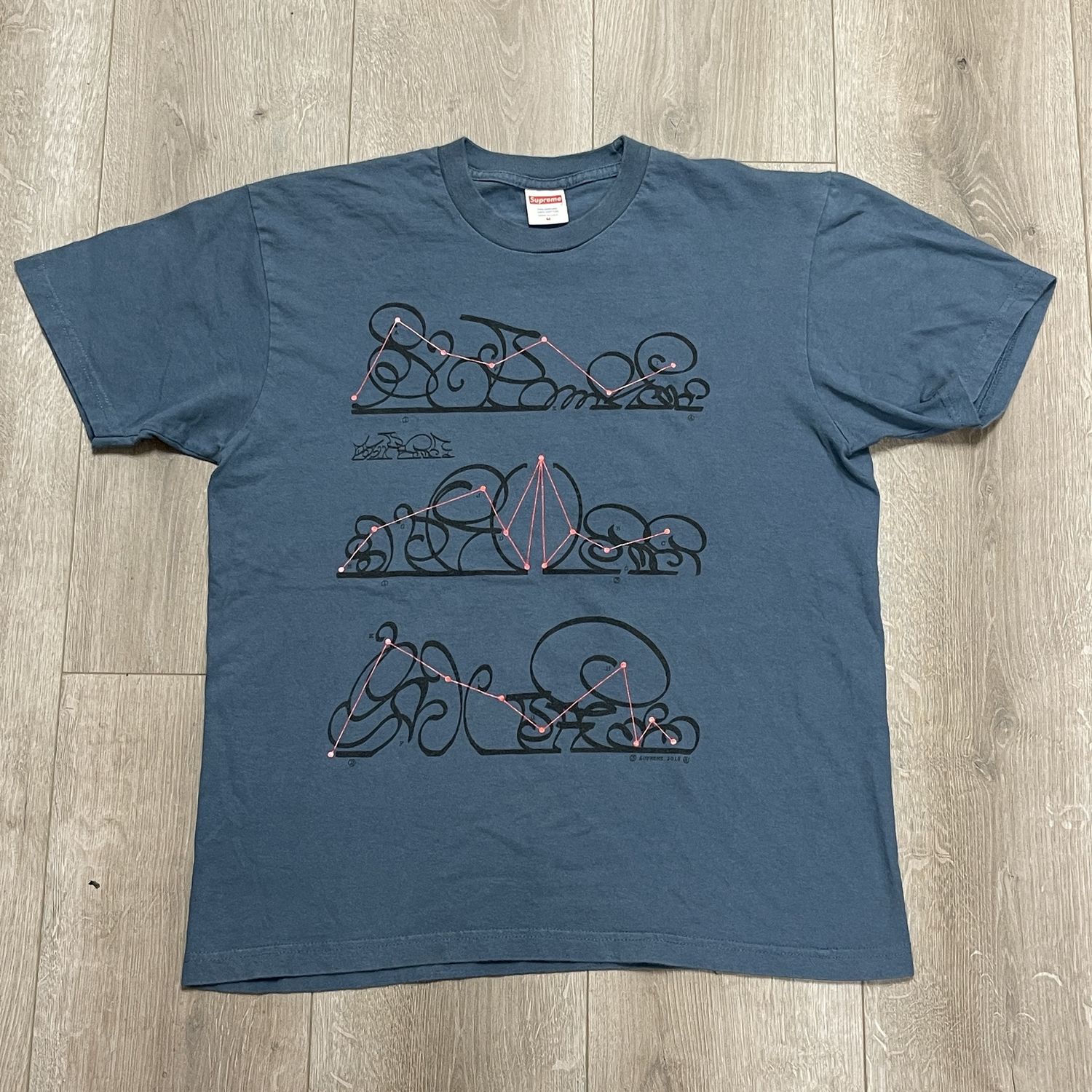 Supreme System Tee Slate - Pre-Owned, Clothing Size: M, Product Condition: Pre-Owned