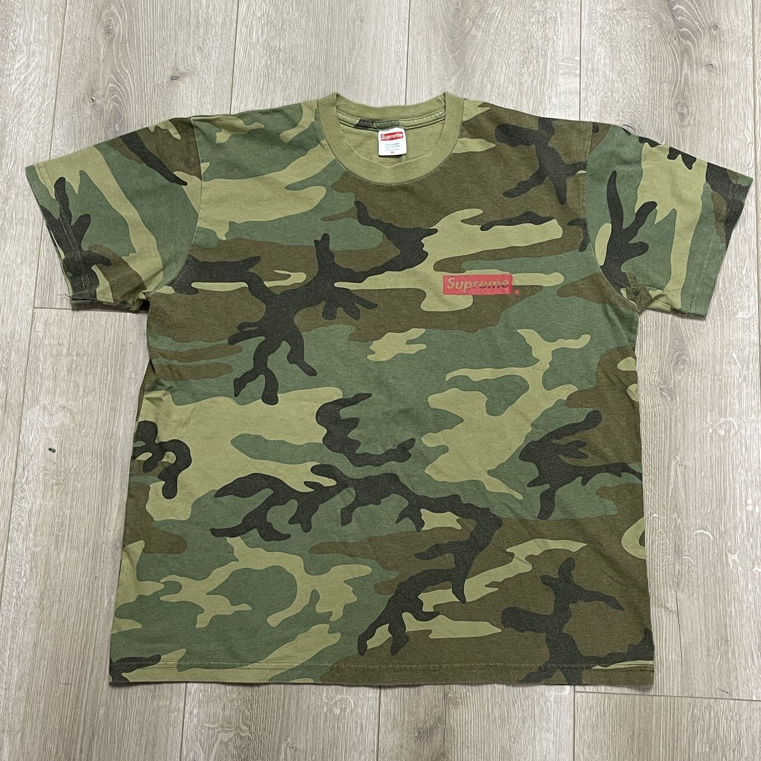 Supreme Spiral Tee Woodland Camo - Pre-Owned, Clothing Size: M, Product Condition: Pre-Owned
