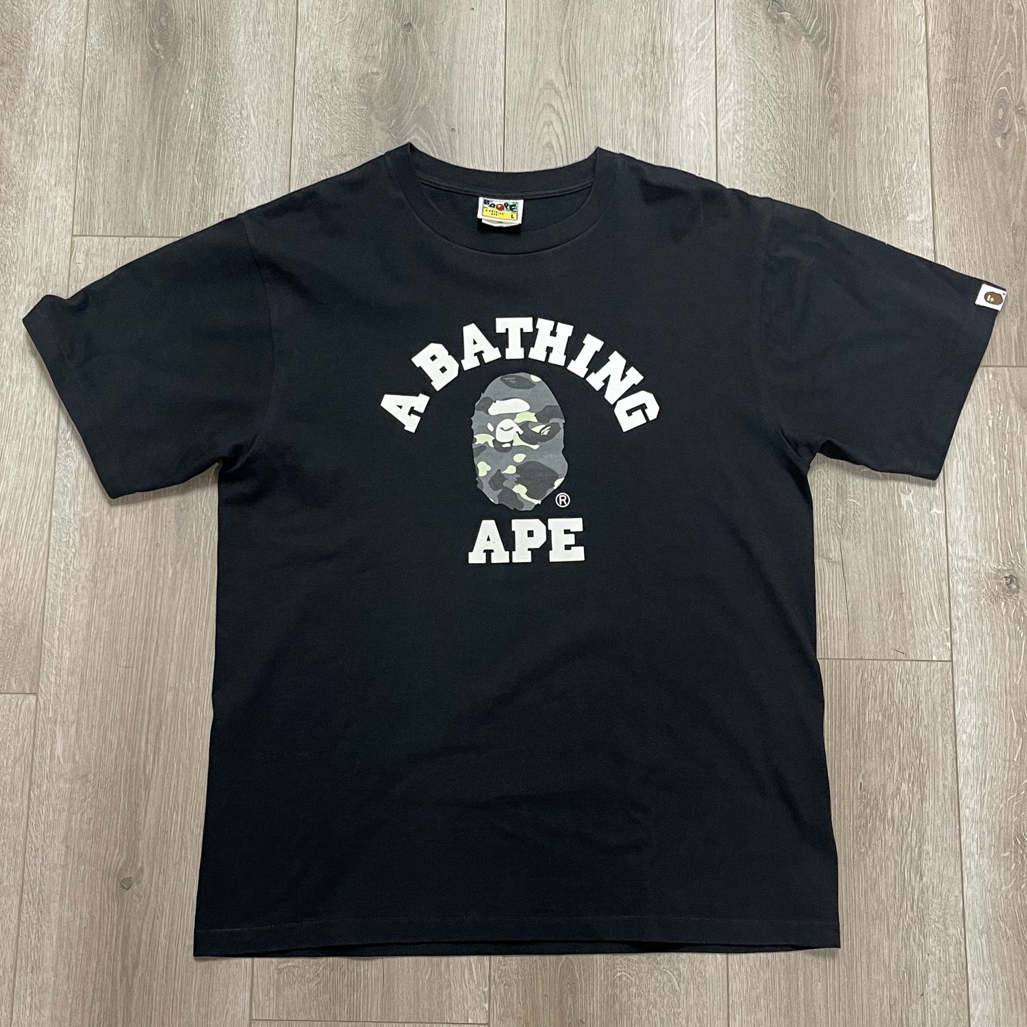 A Bathing Ape Glow in the dark College Logo Tee - Pre Owned