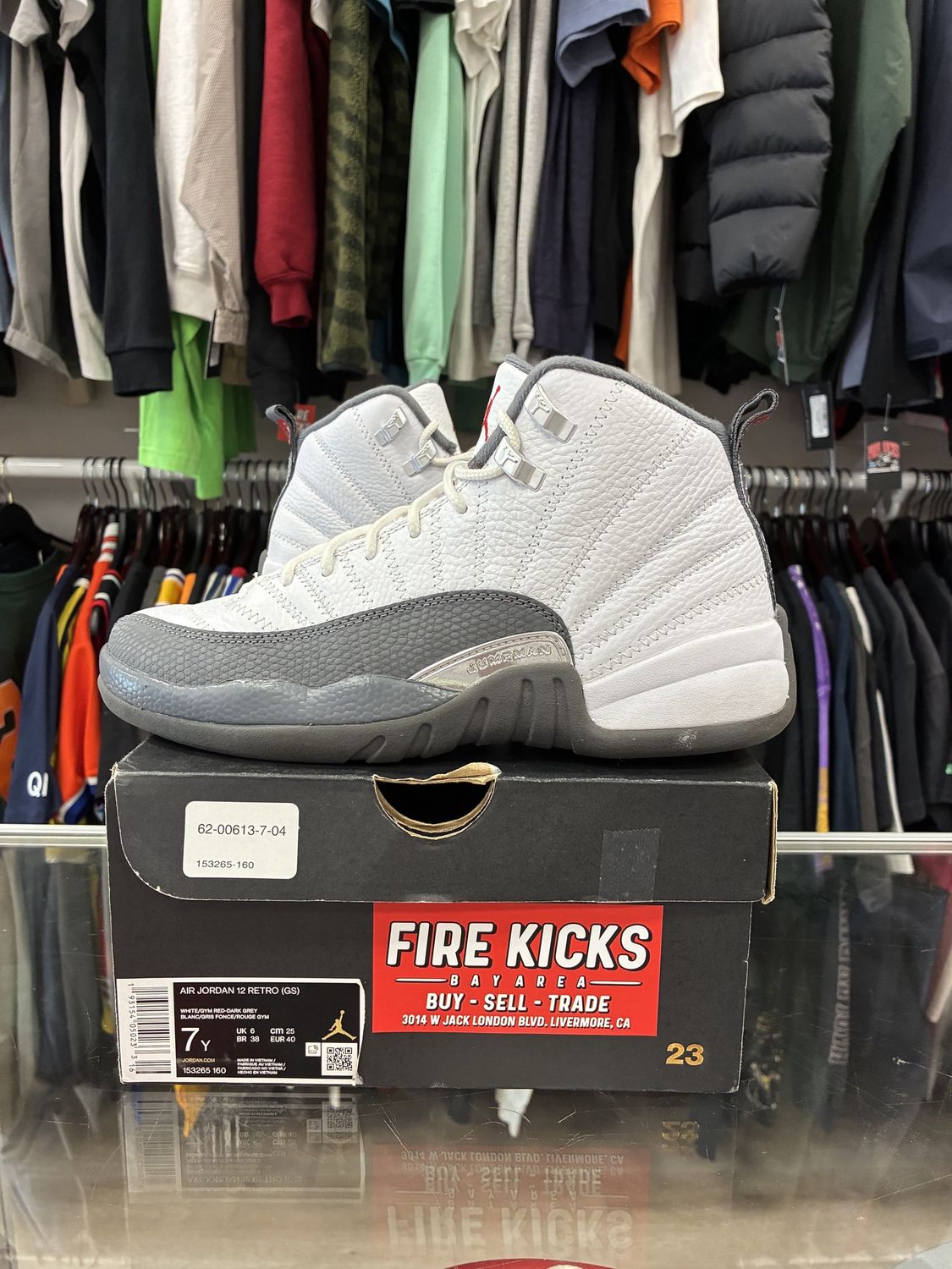 Jordan 12 Retro White Dark Grey (GS) - Pre-Owned, Product Condition: Pre-Owned, Shoe Size: US 7Y