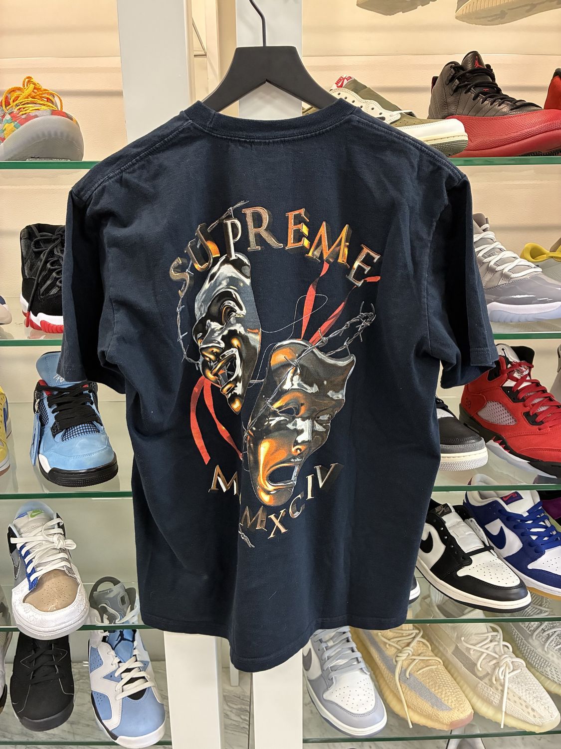 Supreme Laugh Now Tee &#39;Navy&#39; - Pre-Owned, Clothing Size: M, Product Condition: Pre-Owned