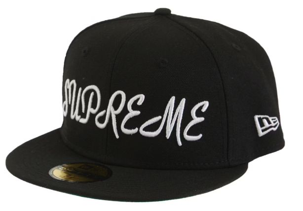 Supreme Script New Era Black - New, Product Condition: Brand New, Accessory Size: 7 5/8