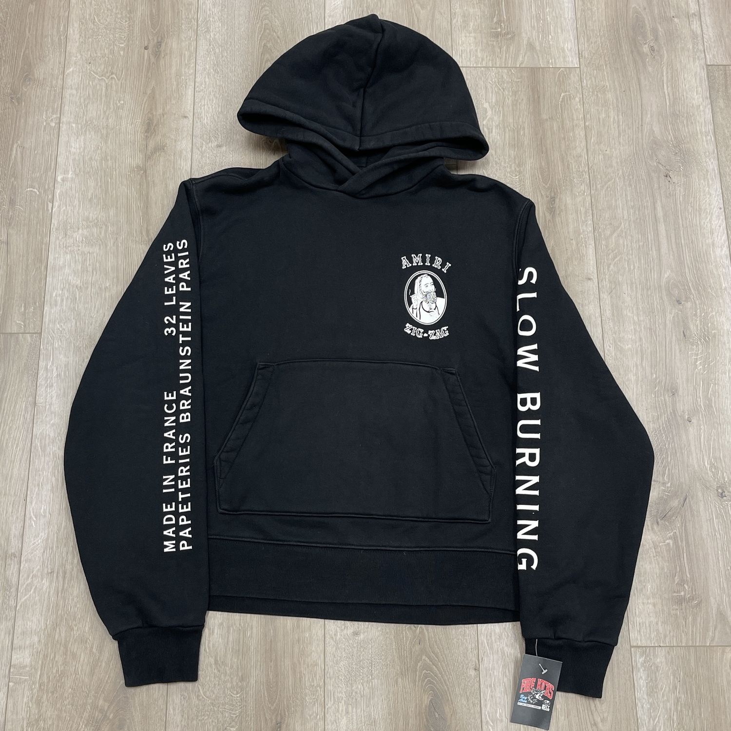 Amiri White Zig-Zag Edition Cotton Hoodie Black - Pre Owned, Product Condition: Pre-Owned, Clothing Size: M
