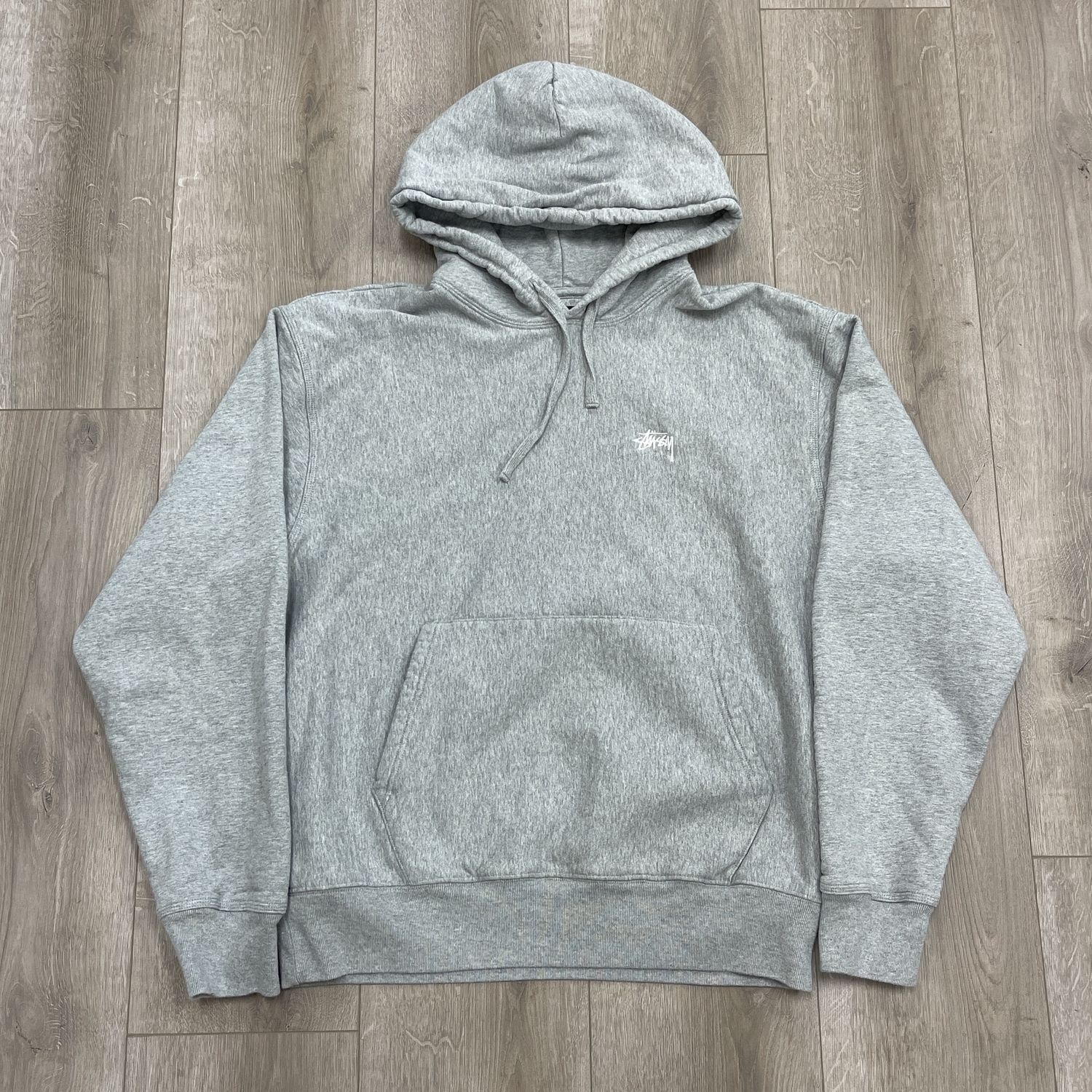 Stussy Chest Logo Hoodie Gray - Pre Owned, Product Condition: Pre-Owned, Clothing Size: L
