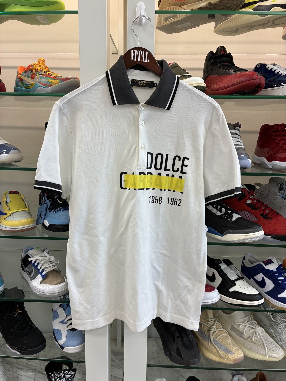 Dolce&amp;Gabbana Men&#39;s Strike-Through Logo Polo Shirt - Pre-Owned, Clothing Size: L, Product Condition: Pre-Owned