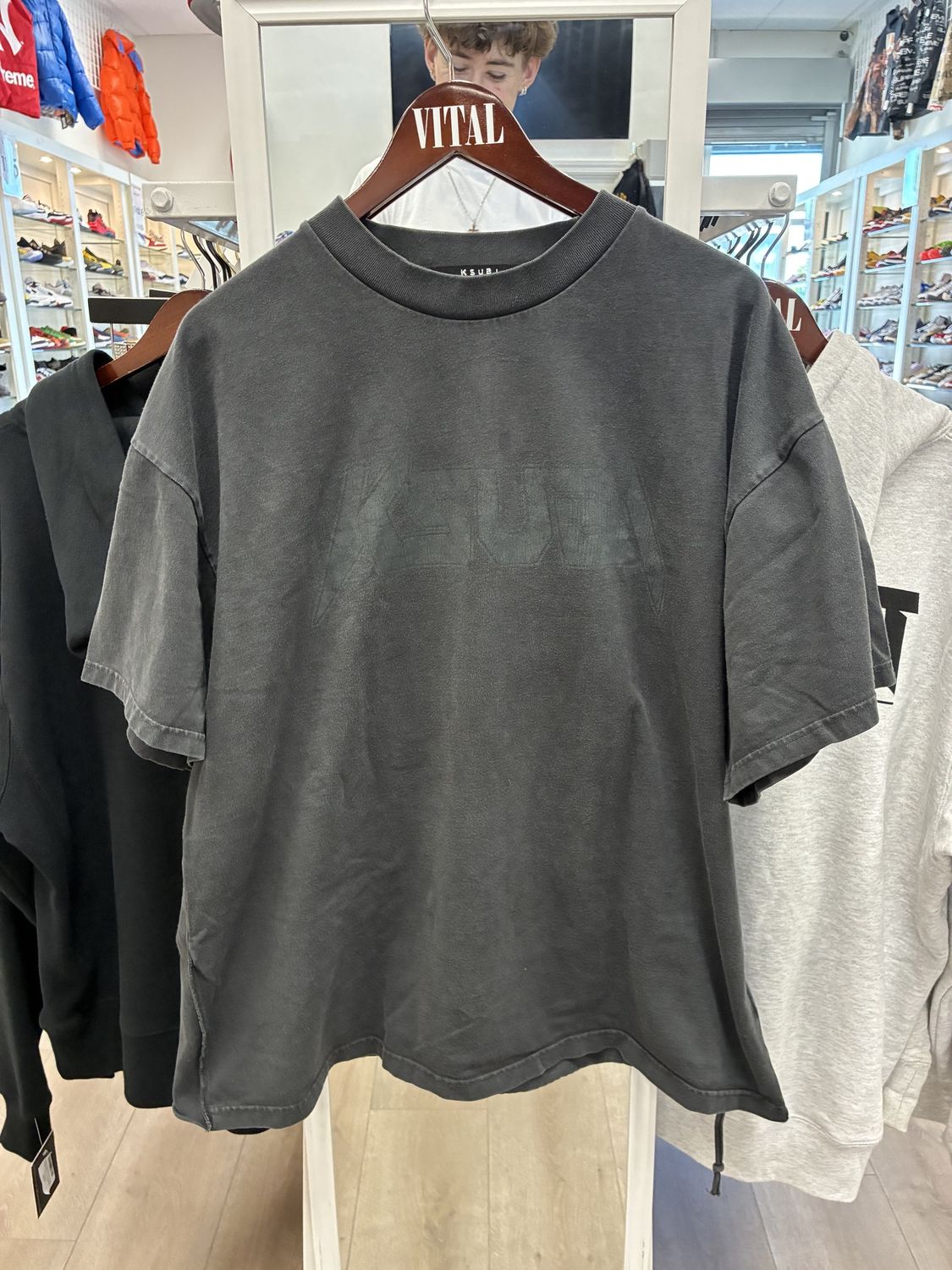Washed Grey Ksubi T-Shirt Oversized, Clothing Size: L, Product Condition: Pre-Owned
