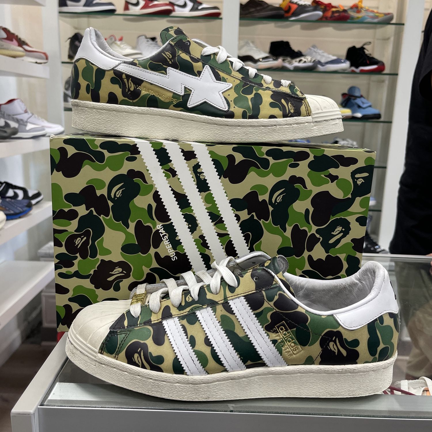 adidas Superstar Bape ABC Camo Green - Pre - Owned, Product Condition: Pre-Owned, Shoe Size: US M 10