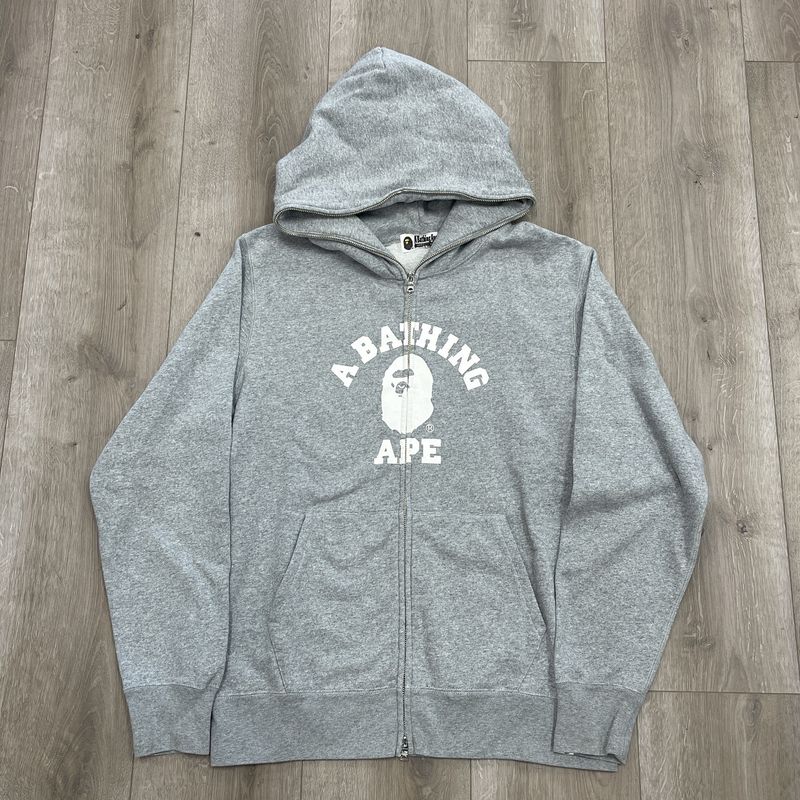 A Bathing Ape College Full Zip Hoodie Gray - Pre Owned