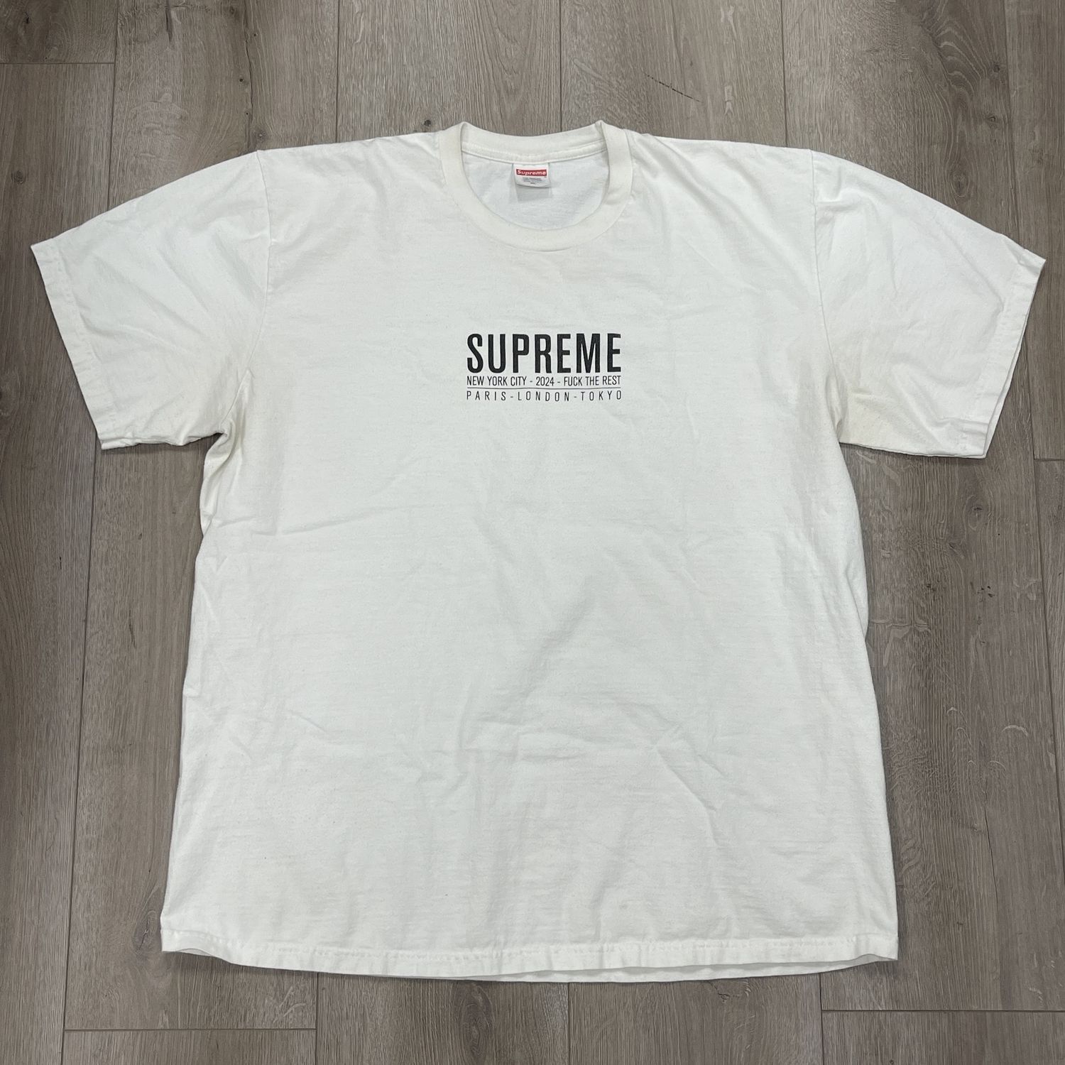 Supreme Paris Tee White - Pre Owned, Product Condition: Pre-Owned, Clothing Size: XL
