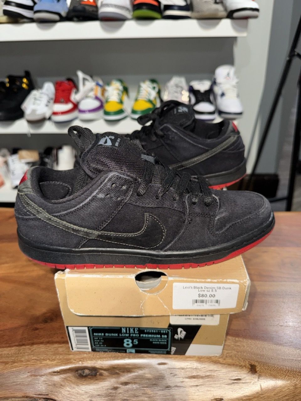 Nike SB Dunk Low Levis Black Denim • Pre-Owned, Product Condition: Pre-Owned, Shoe Size: US M 8.5