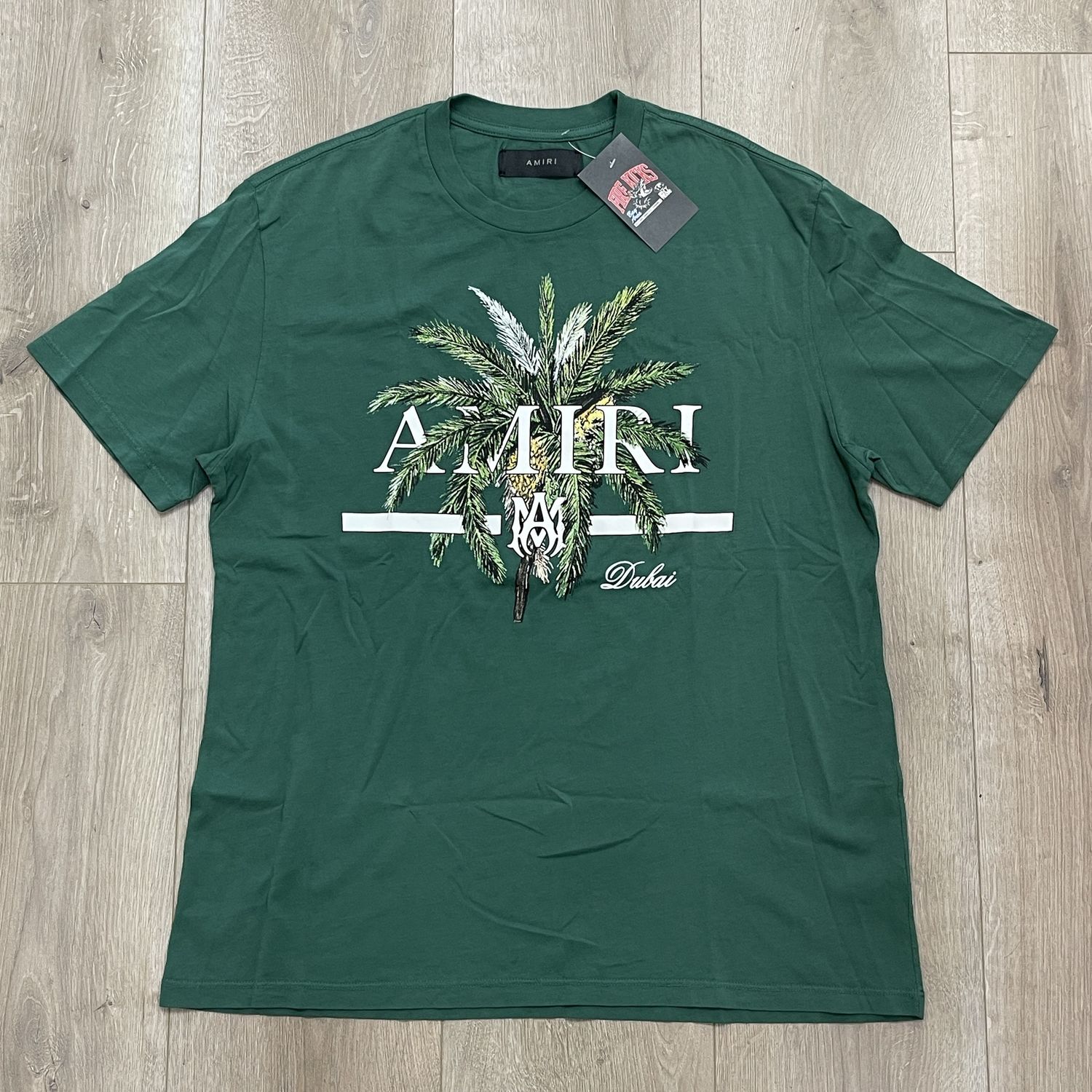 AMIRI Palm Tree Dubai T-shirt Green - New, Product Condition: Brand New, Clothing Size: M