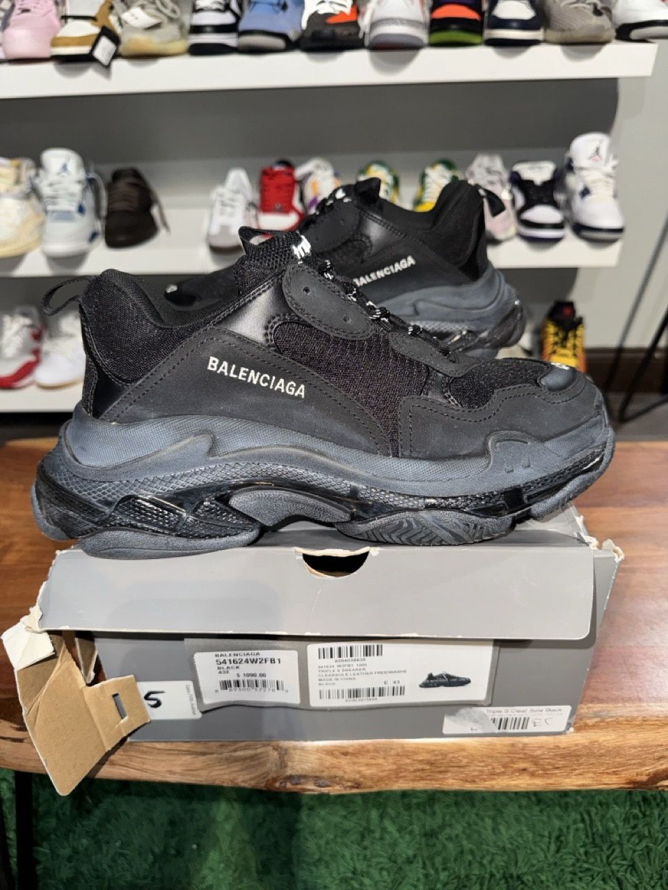 Balenciaga Triple S Clear Sole Black - Pre-Owned, Product Condition: Pre-Owned, Shoe Size: US M 10