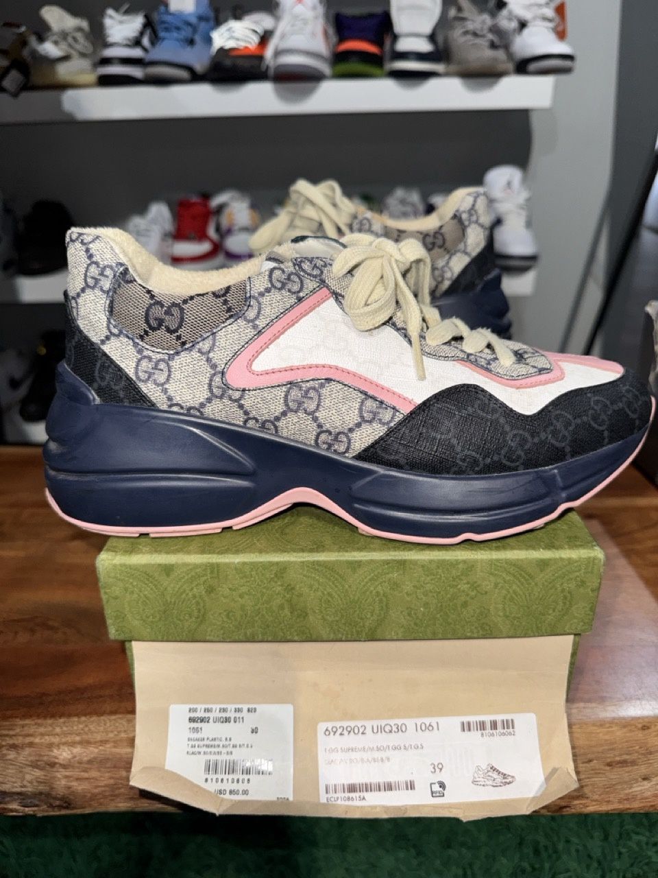 Gucci blue pink rhyton - Pre-Owned, Product Condition: Pre-Owned, Shoe Size: US M 6