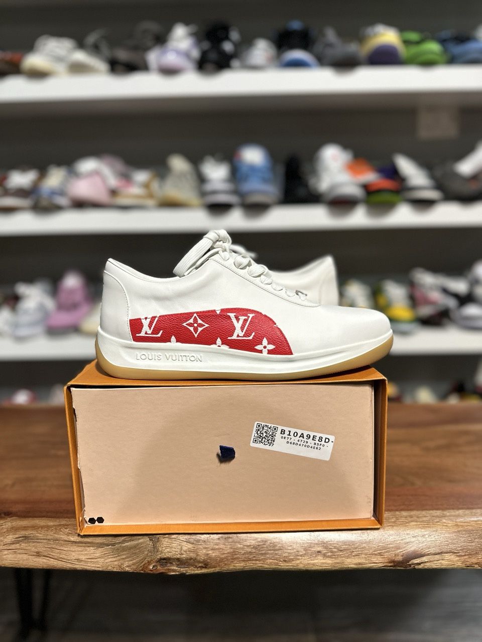 Louis Vuitton Sport Supreme White Monogram - Pre-Owned, Product Condition: Pre-Owned, Shoe Size: US M 10.5