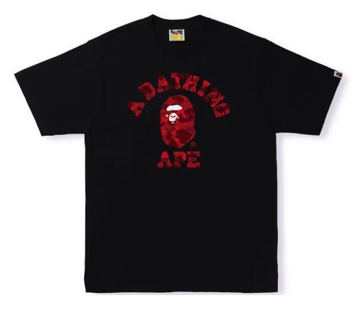 BAPE Color Camo College Tee Black Red - New, Product Condition: Brand New, Clothing Size: S