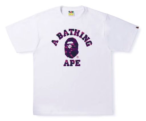 BAPE Color Camo College Tee White/Purple - New, Product Condition: Brand New, Clothing Size: XXL
