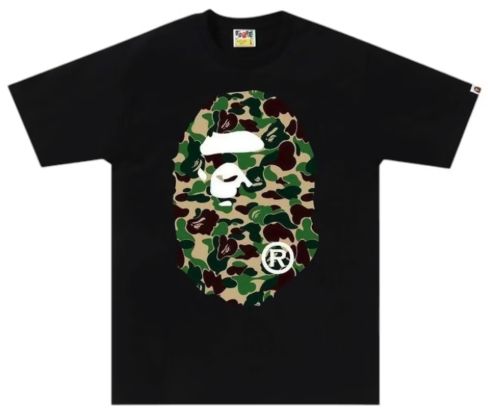 BAPE ABC Camo Big Ape Head Tee Black/Green - New, Product Condition: Brand New, Clothing Size: S