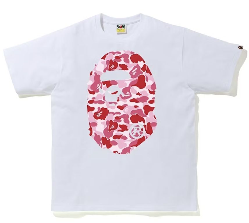 BAPE ABC Camo Big Ape Head Tee White/Pink - New, Product Condition: Brand New, Clothing Size: XL