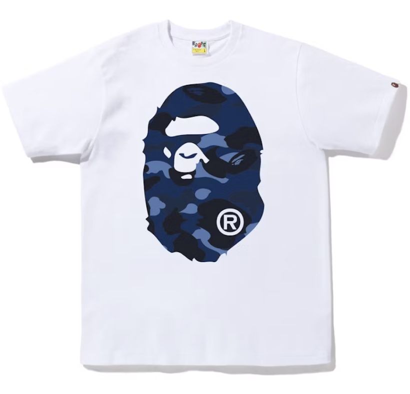 BAPE Color Camo Big Ape Head Tee White Blue - New, Product Condition: Brand New, Clothing Size: XL
