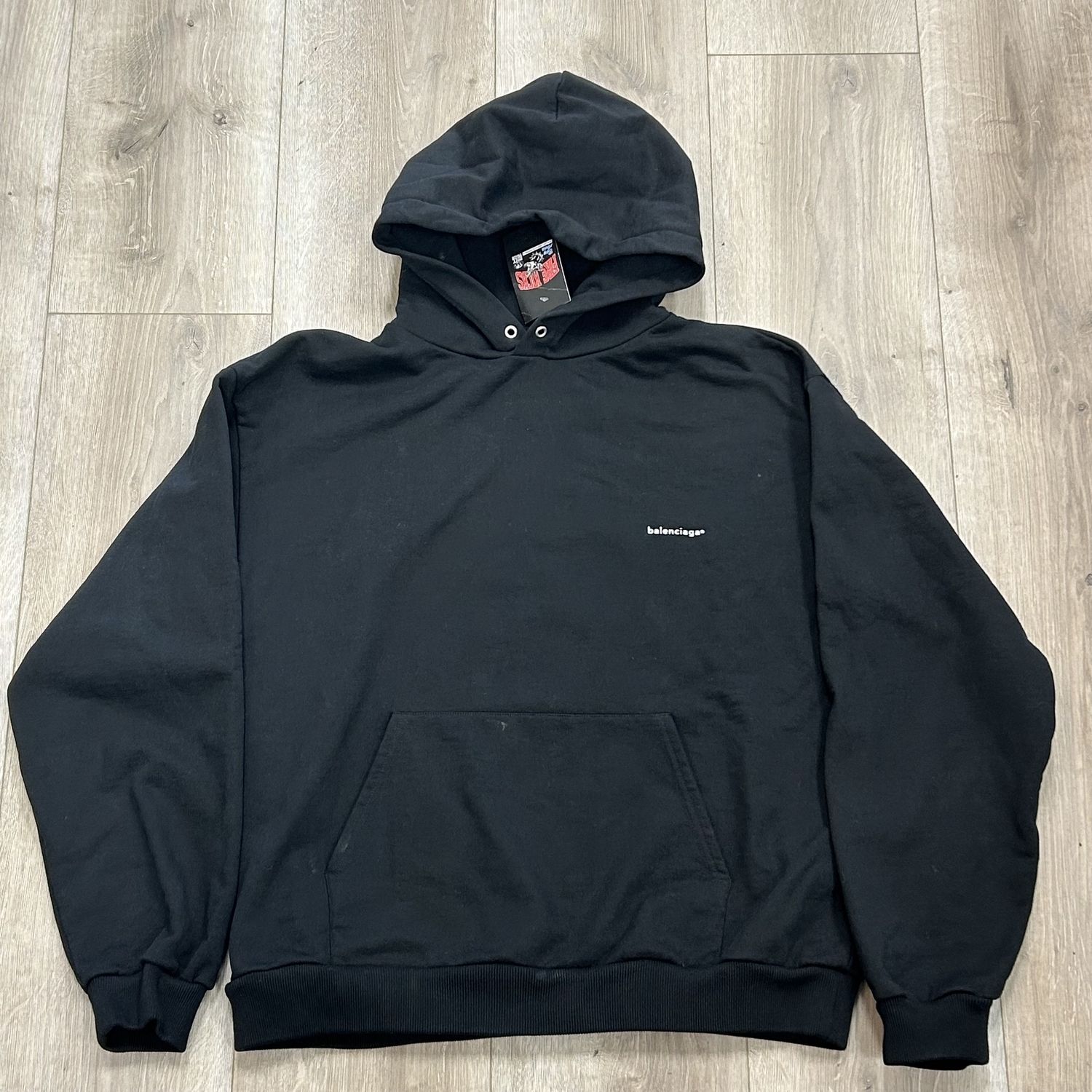 Balenciaga Black Small Logo Hoodie - Pre Owned, Product Condition: Pre-Owned, Clothing Size: XL