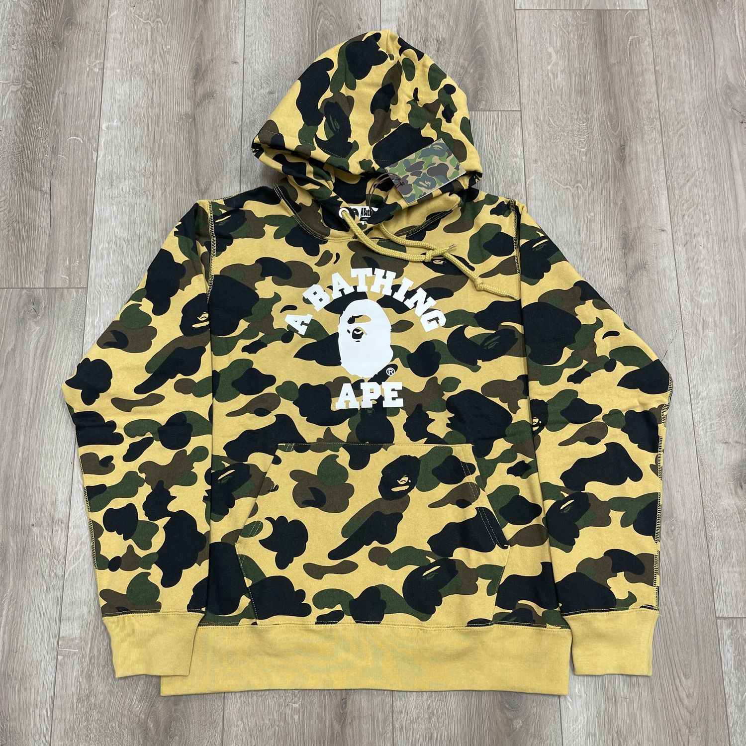 BAPE 1st Camo College Logo Pullover Hoodie - New, Product Condition: Pre-Owned, Clothing Size: L