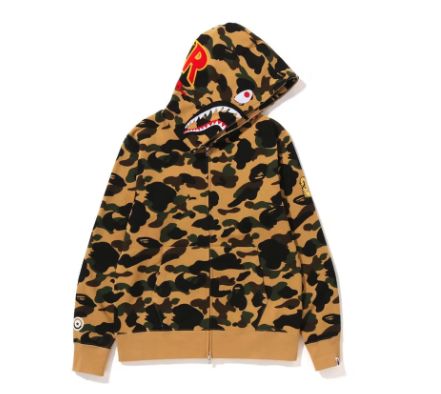 BAPE PONR 1St Camo Shark Full Zip Hoodie Yellow - New, Product Condition: Brand New, Clothing Size: S