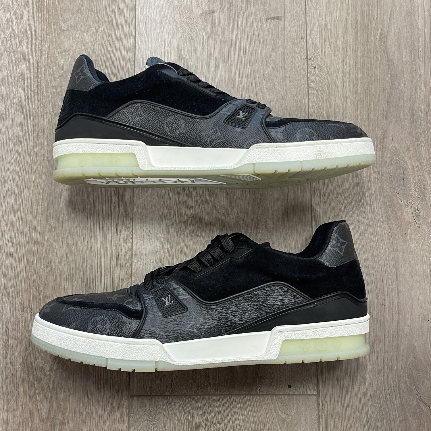 Louis Vuitton Louis Vuitton Trainer Low &#39;Black Monogram&#39;, Product Condition: Pre-Owned, Shoe Size: US M 13