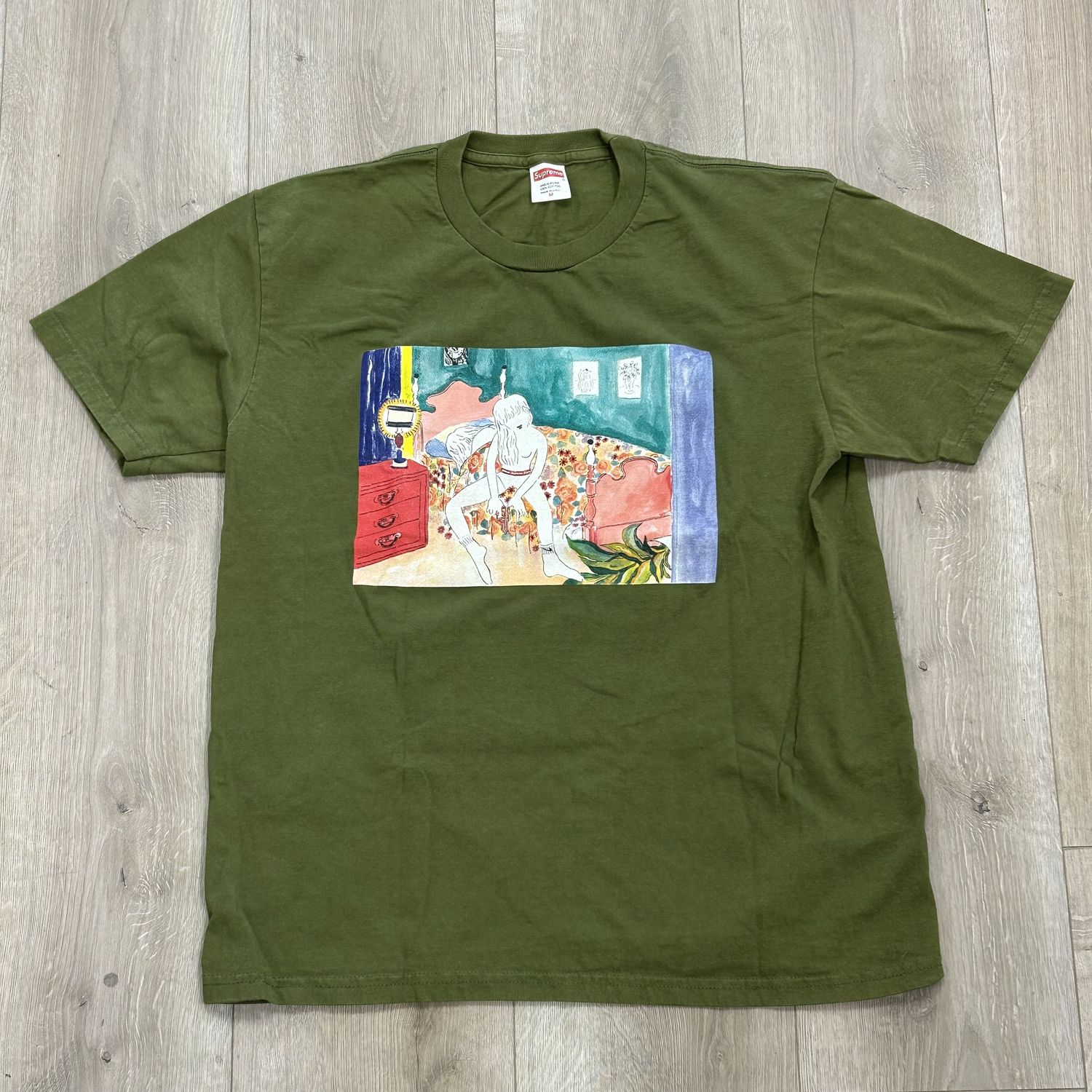 FW18 Supreme Bedroom Tee Olive - Pre-Owned, Product Condition: Pre-Owned, Clothing Size: M