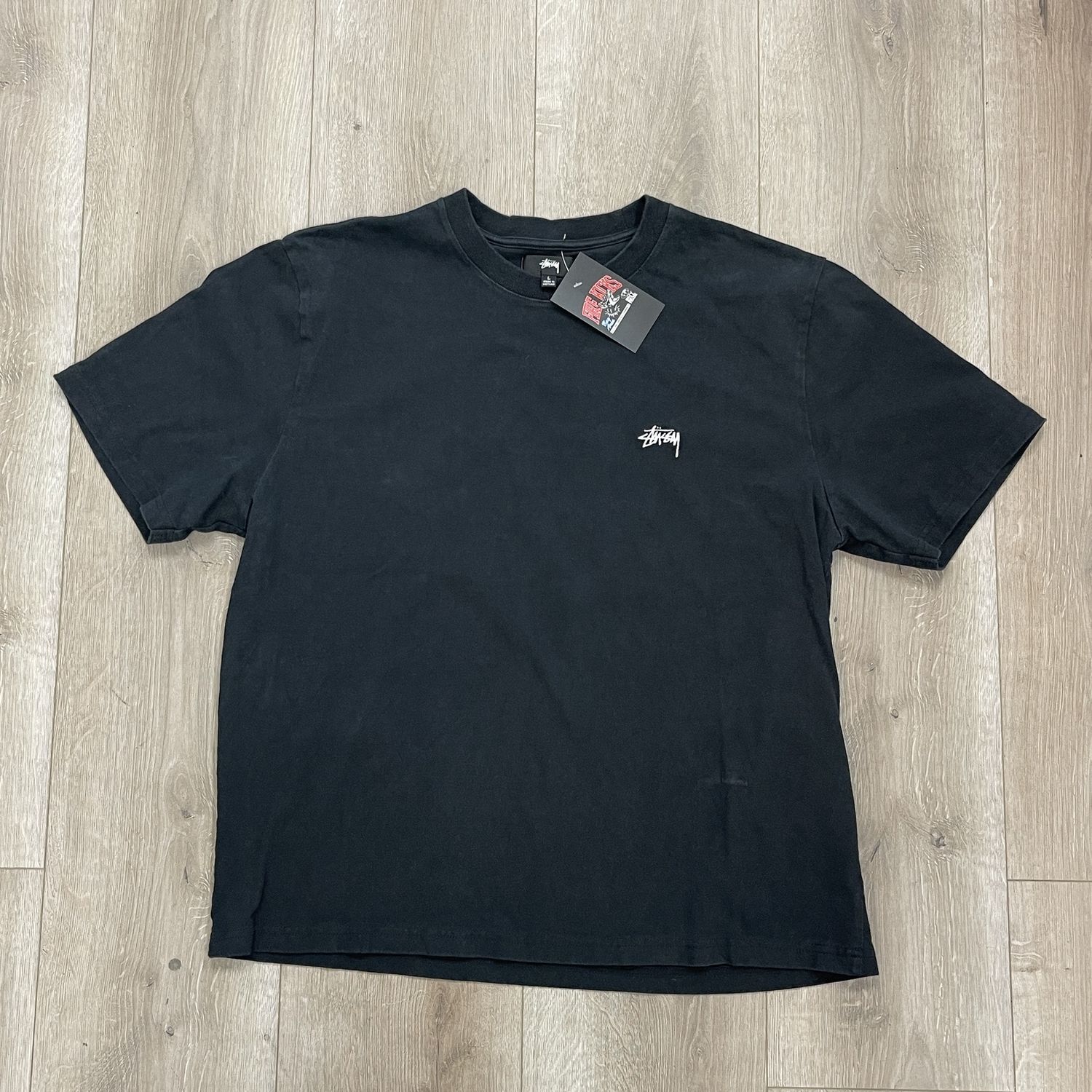 Stussy Stock Logo Tee &#39;Black&#39; - Pre-Owned, Clothing Size: L, Product Condition: Pre-Owned