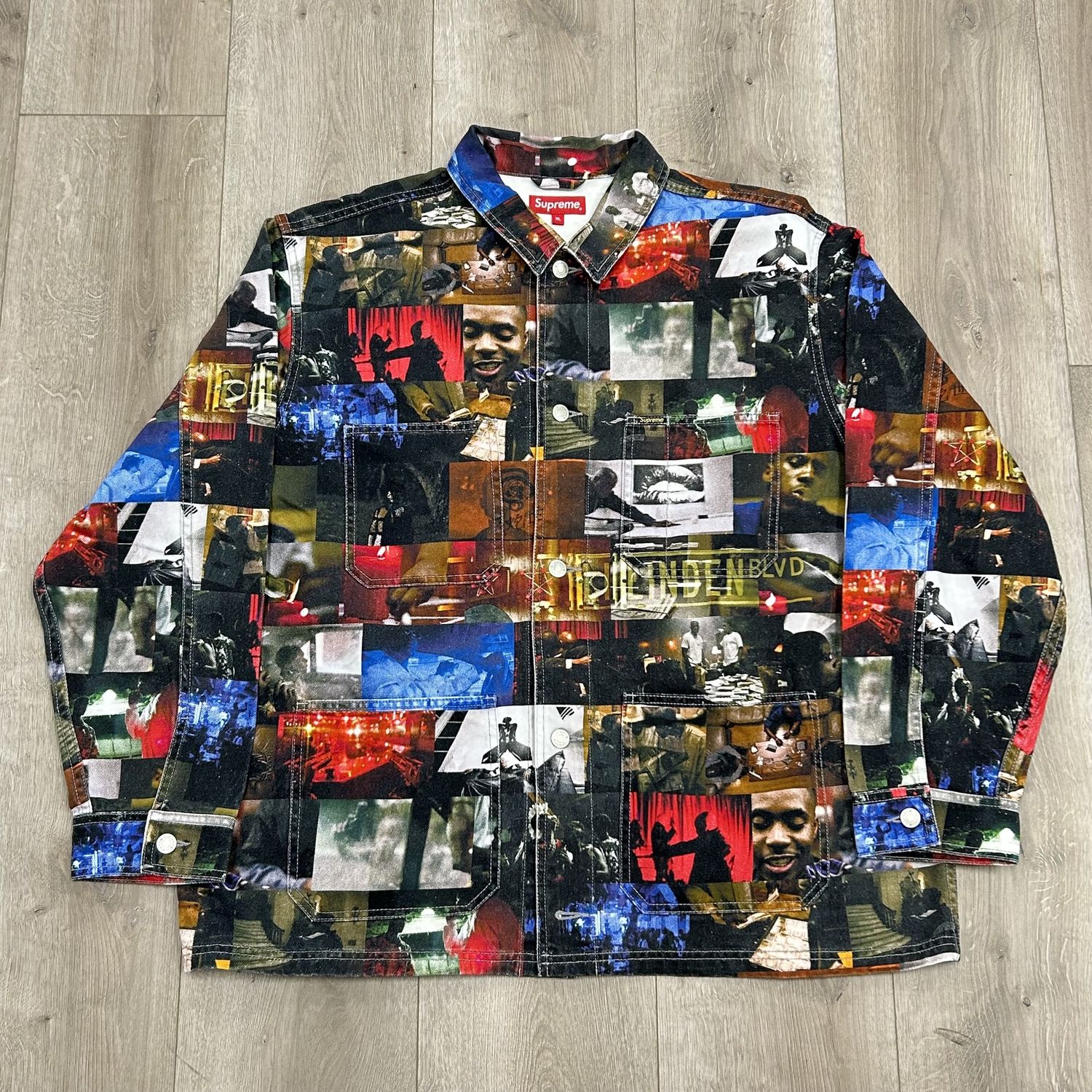 FW21 Supreme Nas and DMX Collage Denim Chore Coat - Pre-Owned, Clothing Size: XL, Product Condition: Pre-Owned