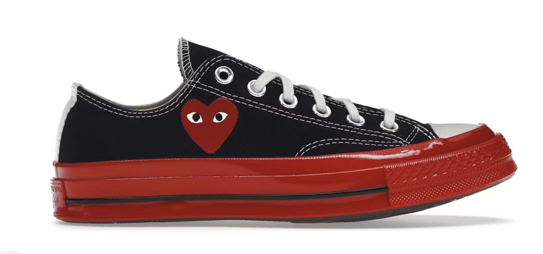 Converse Chuck Taylor All Star 70 Ox Comme des Garcons PLAY Black Red Midsole - Brand New