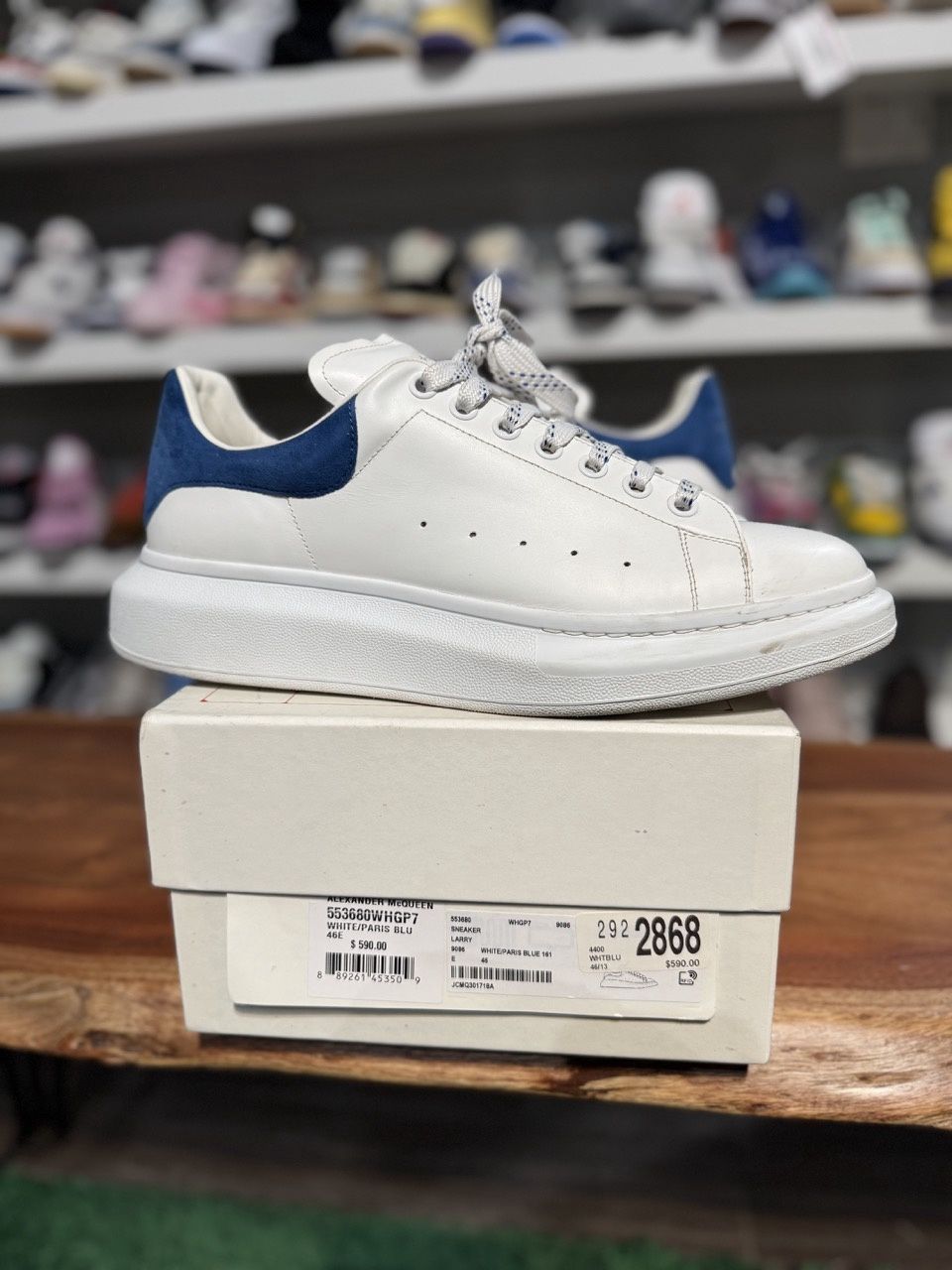 Alexander McQueen Oversized Paris Blue • Pre-Owned, Product Condition: Pre-Owned, Shoe Size: US M 13