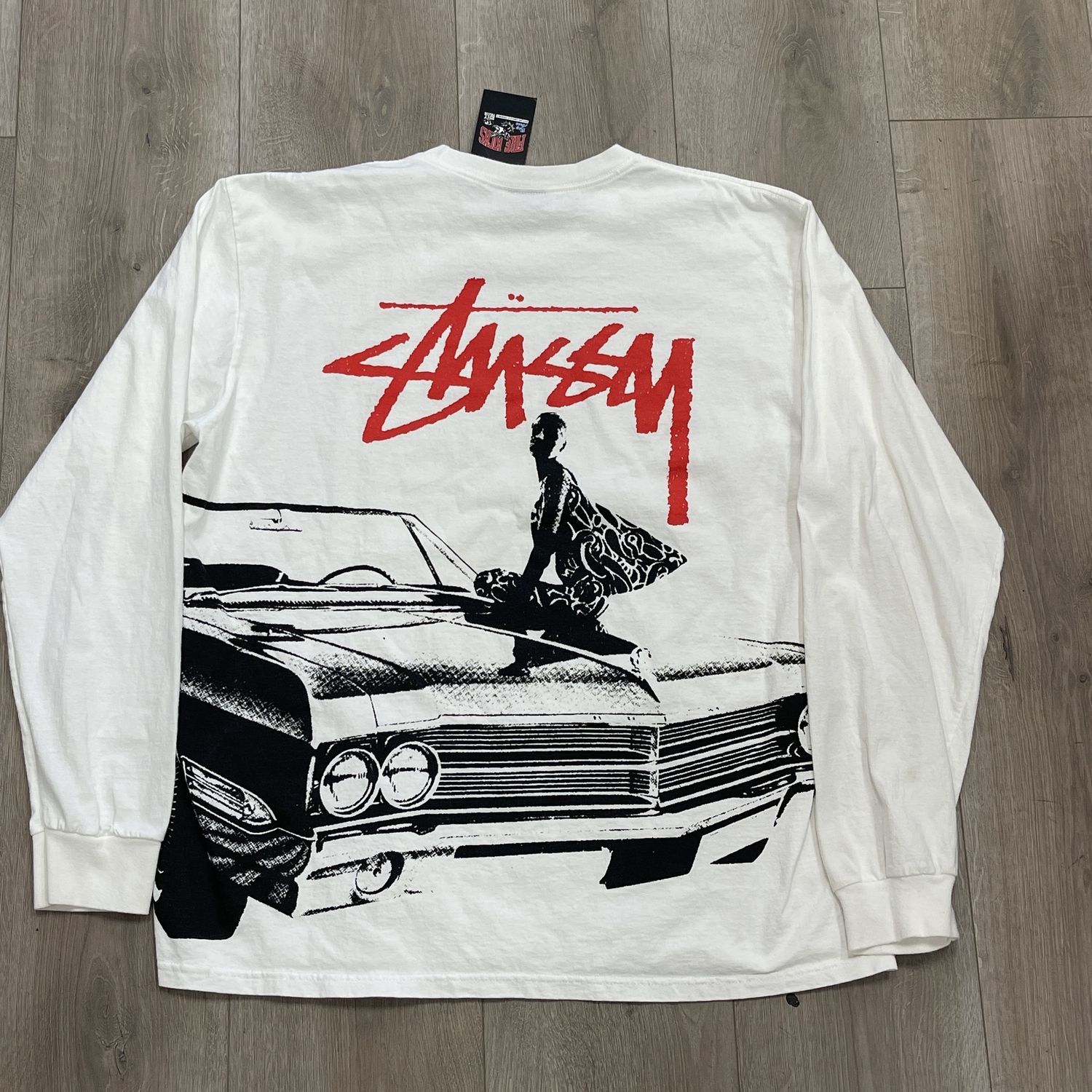 Stussy Beat Crazy Long-Sleeve Tee &#39;White&#39;, Clothing Size: XL, Product Condition: Pre-Owned